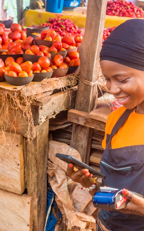 Young,African,Woman,Selling,In,A,Local,African,Market,Holding
